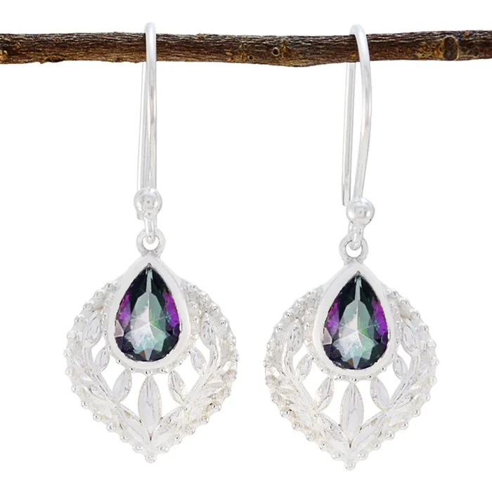 Mystic Quartz French Florencia Solitaire Dangle multicolor 925 Sterling Silver Earring