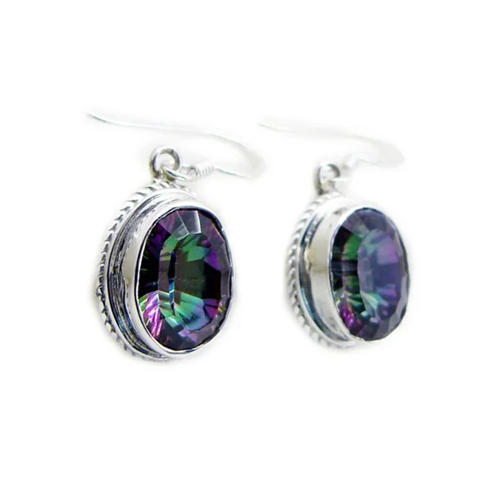 Mystic Quartz Japanese Xiu multiple Dangle multicolor 925 Sterling Silver Earring