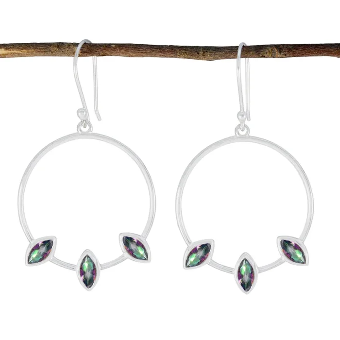 Mystic Quartz Korean Lucia Trilogy Dangle multicolor 925 Sterling Silver Earring