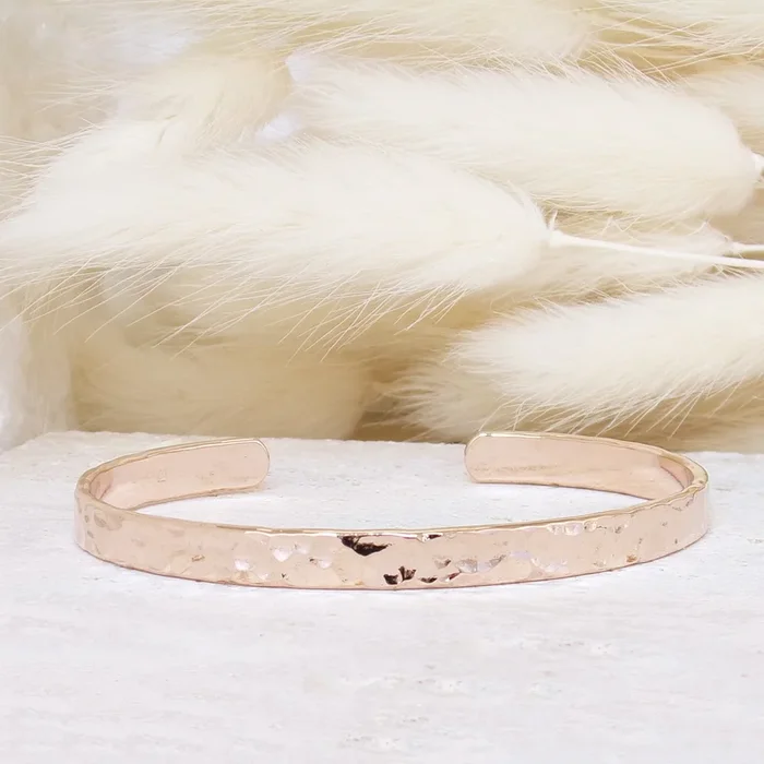 Nala open bangle bracelet hammered finish rose gold-plated