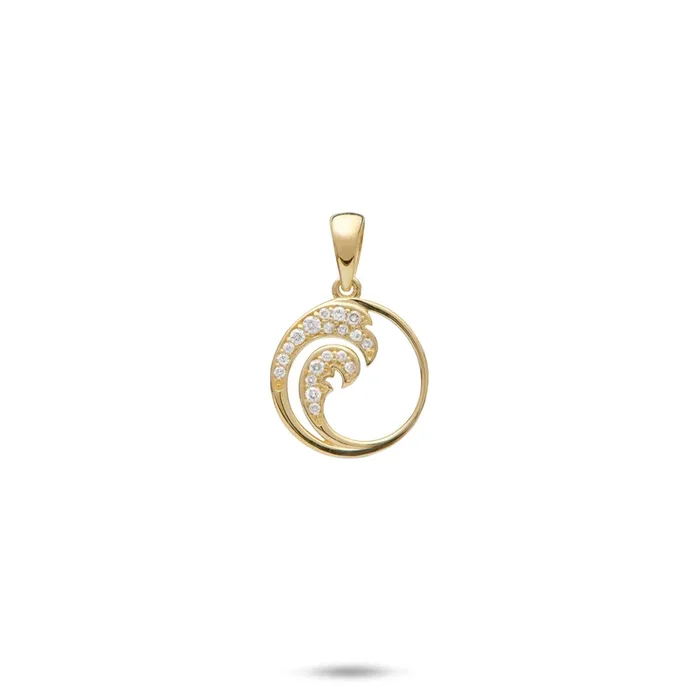 Nalu Pendant in Gold with Diamonds – 12mm