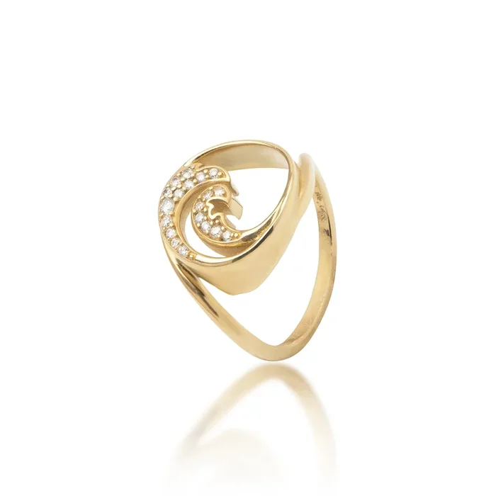 Nalu Ring in Gold with Diamonds – 15mm