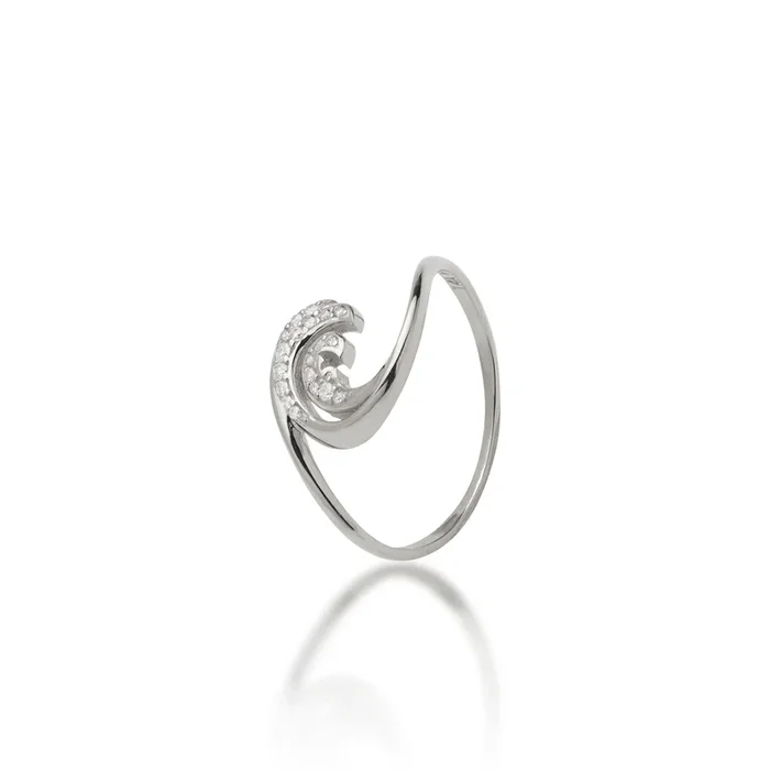 Nalu Ring in White Gold with Diamonds – 12mm