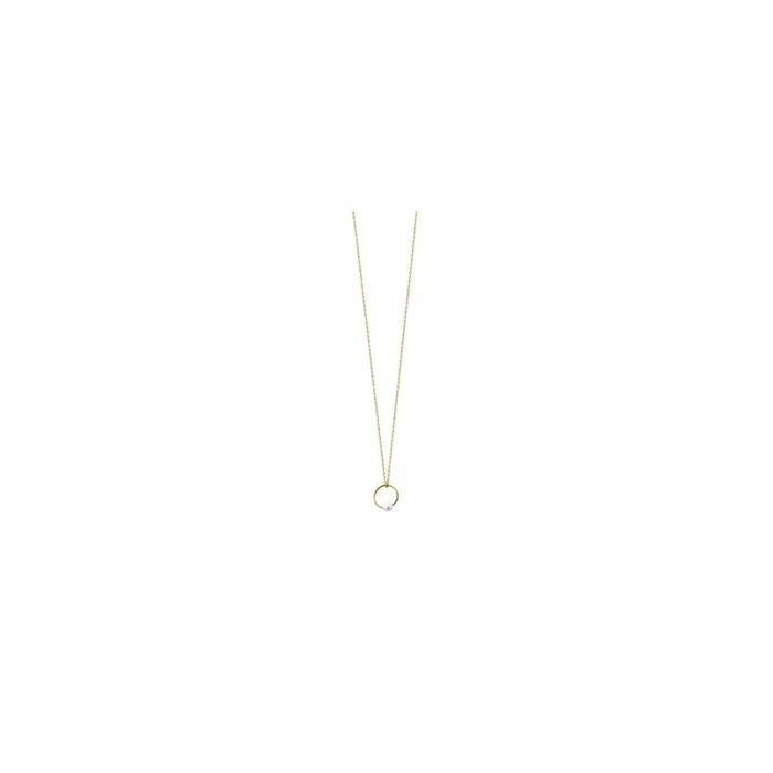 Necklace Claverin Samll Ring in yellow gold and natural white pearl – Lepage