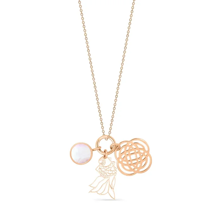 Necklace Ginette NY Twenty 3 charms in rose gold and pink mother of pearl – Lepage