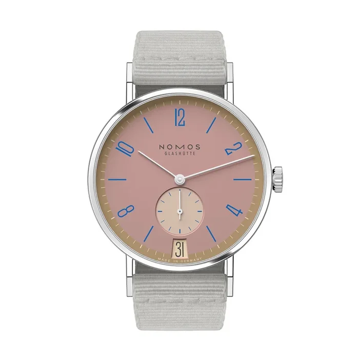Nomos Tangente 38 Date Pompadour watch – Limited 175 year mechanical edition grey textile bracelet 37.5 mm – Lepage