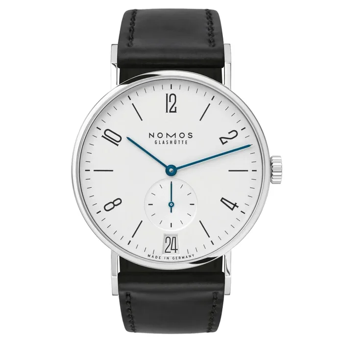 Nomos Tangente 38 mechanical date black leather watch – Lepage