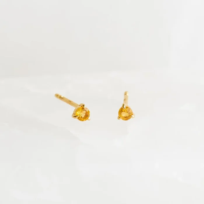 November Birthstone Stud Earrings 14k Gold – Citrine