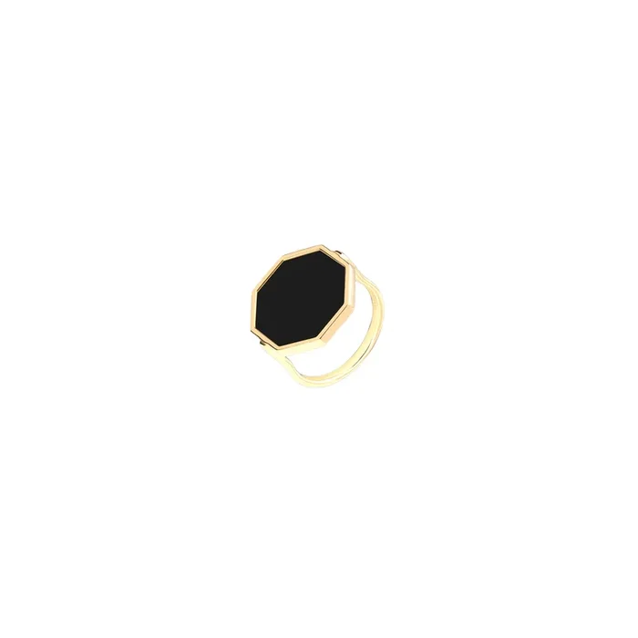 Octo ring in yellow gold and onyx – Lepage