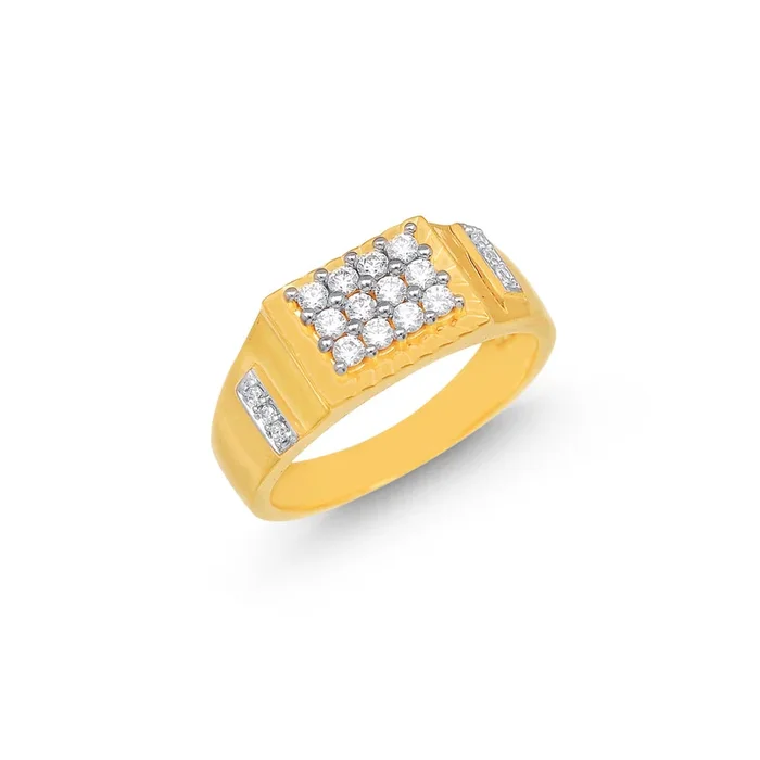 Opulent Mens Ring With CZ in 22K Gold