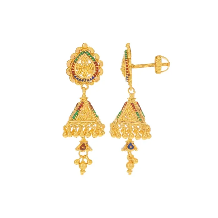 Opulent Minakari Jhumkha in 22K Gold