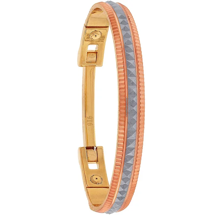 Opulent Three tone Bangle Bracelet in 22K Gold