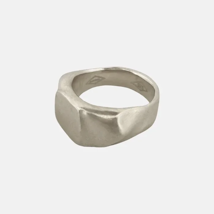 Organic Scraped Signet, Silver