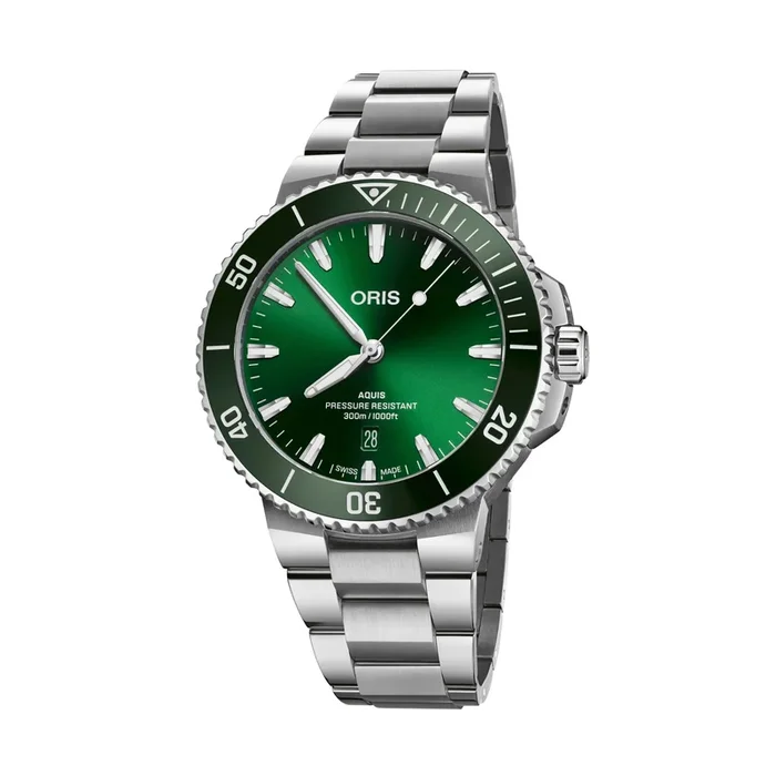 Oris Plongée Aquis Date Caliber 733 watch automatic green steel bracelet 43,5 mm 01 733 7789 4157-07 8 23 04PEB – Lepage