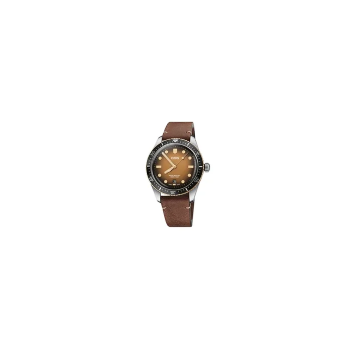 Oris Plongée Divers Sixty-Five automatic watch brown leather strap 40mm