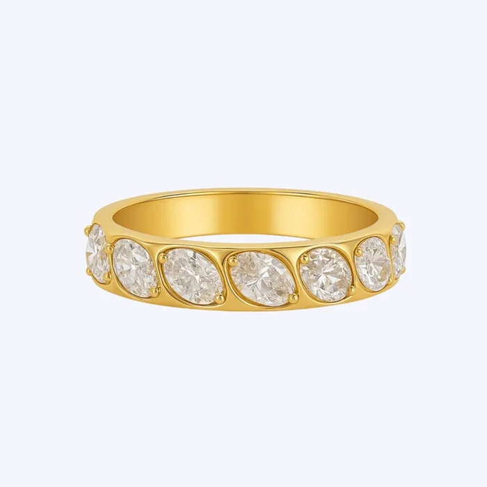 Oval Diamond Semi-Eternity Band