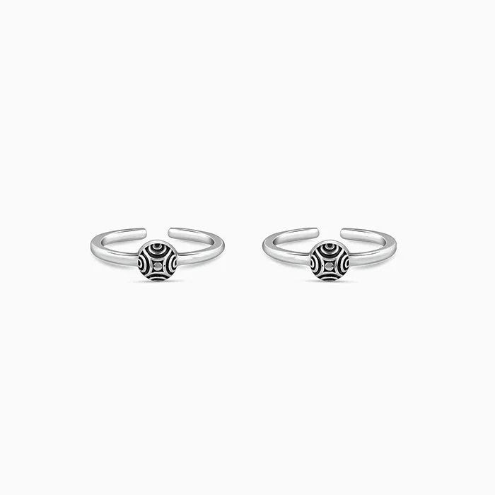 Oxidised Silver Akshara Toe Rings