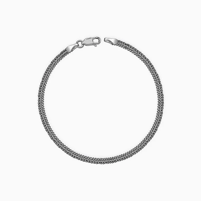 Oxidised Silver Knit Bracelet For Him (19 cm)