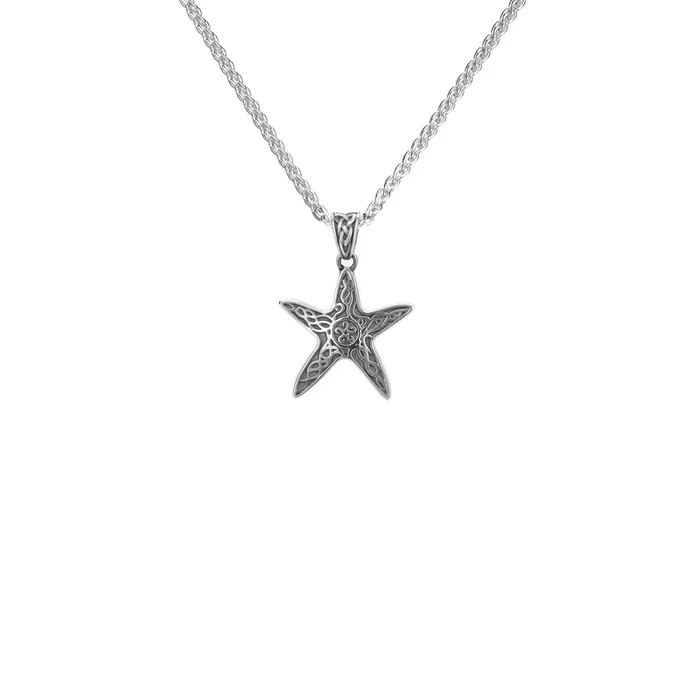 Oxidized Silver Celtic Starfish Pendant