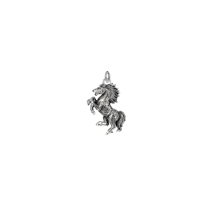 Oxidized Silver Horse Charm