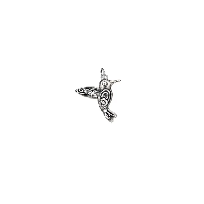 Oxidized Silver Hummingbird Charm