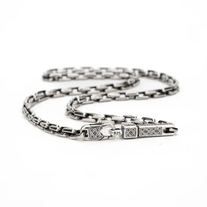 Oxidized Silver Light Rectangle Link Bar End Chain