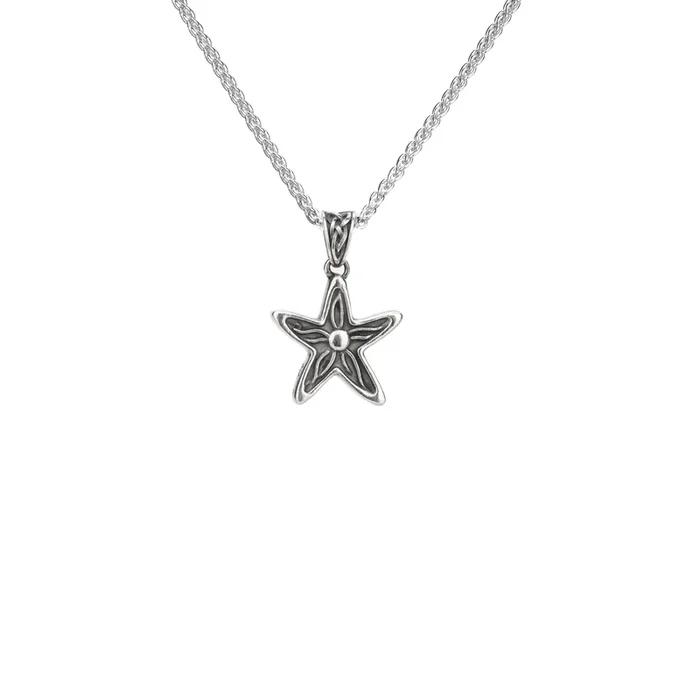 Oxidized Silver Starfish Pendant