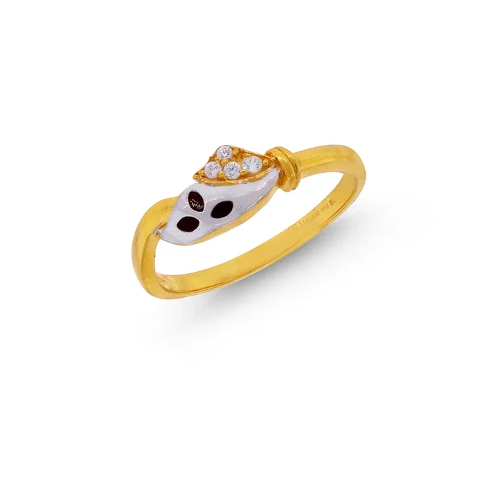 Peacock Minakari Ring with CZ in 22K Gold