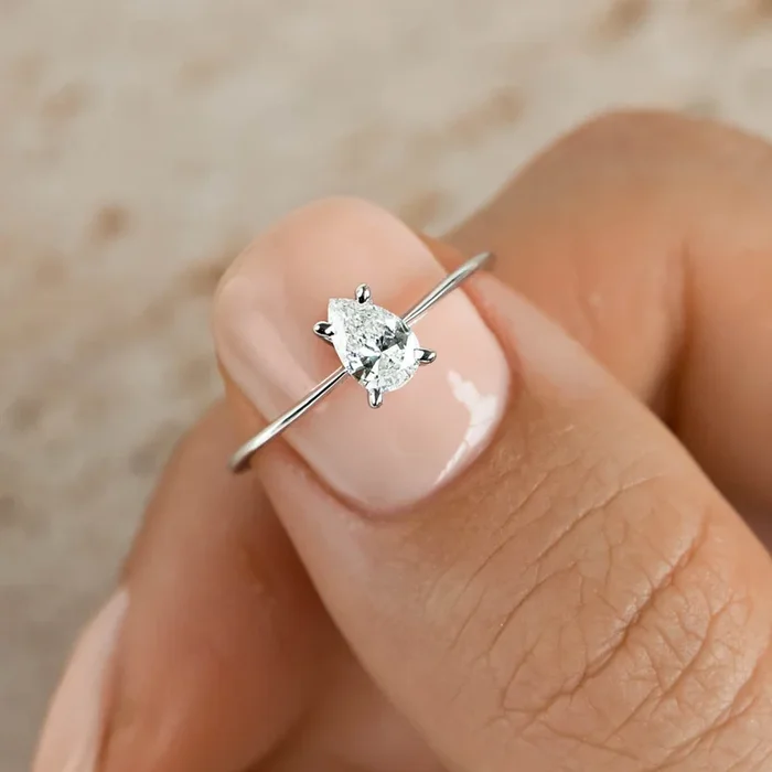 Pear Shaped Diamond Ring 14k White Gold – Martine