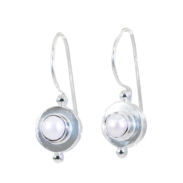 Pearl Egyptian Eun-ji Solitaire Dangle White Silver Earring