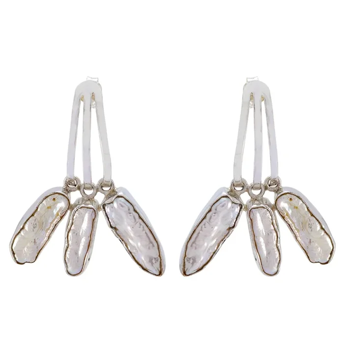 Pearl Moroccan Katharina multiple Stud White Silver Earring