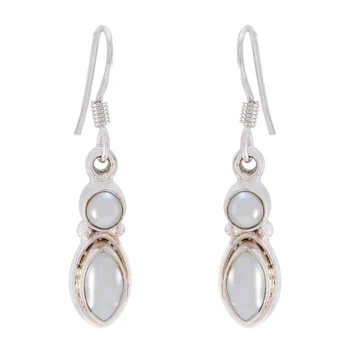 Pearl Russian Katarina multiple Dangle White Sterling Silver Earring