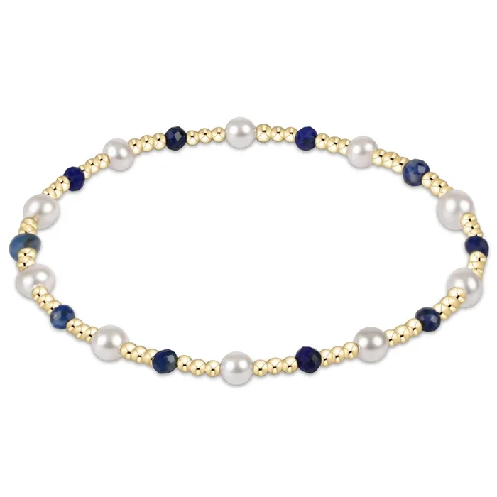 Pearl Sincerity Pattern 4mm Bead Bracelet – Lapis