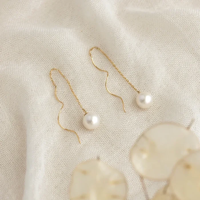 Pearl Threader Earrings 14k Gold – Anthea