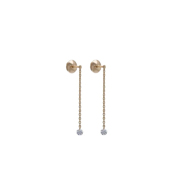 Pendants d’oreilles 360° en or rose 2 diamants 2 x 0,20 carat – Lepage