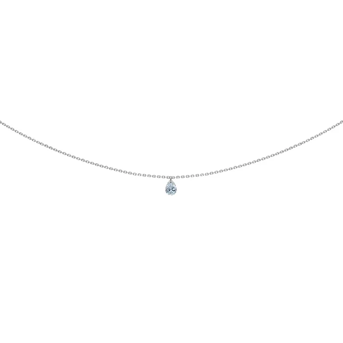 Pendentif La Brune & La Blonde 360° or blanc diamant poire 0,25 ct