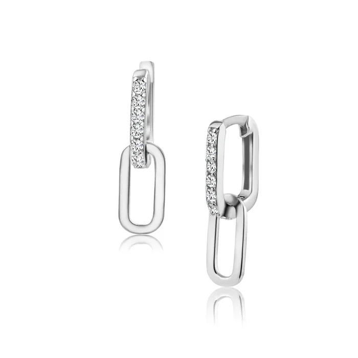 Pendiente colgante rectangular de circonita cúbica en plata de ley 925 – SRE00003