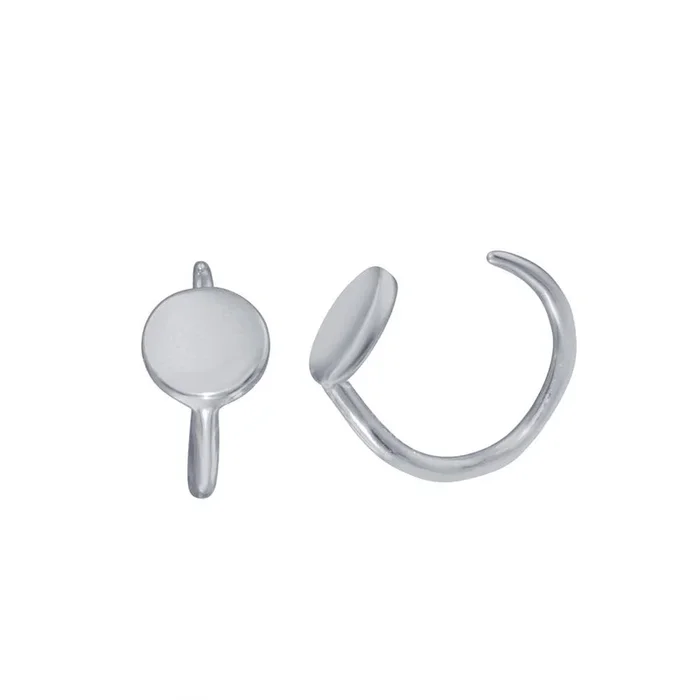 Pendiente de aro con disco de plata de ley 925 rodiada – STE01315RH