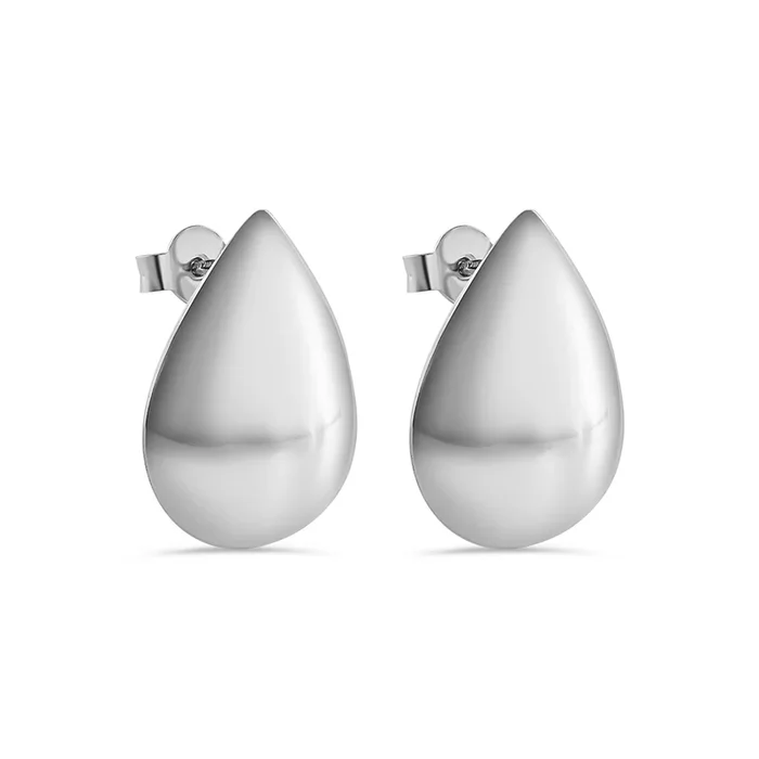 Pendiente de botón en forma de lágrima de plata de ley 925 rodiada (16 mm x 21,5 mm) – ARE00041RH