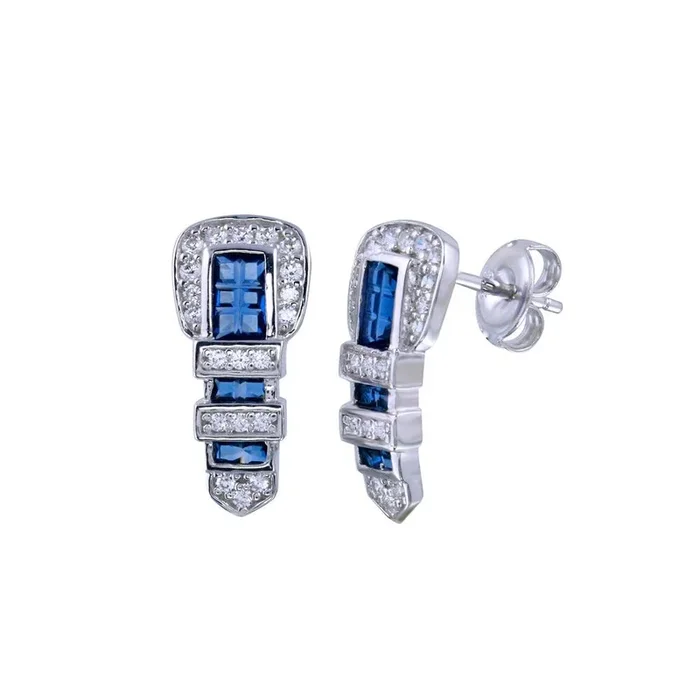 Pendiente de plata de ley 925 rodiada con circonita azul – GME00118BLUE
