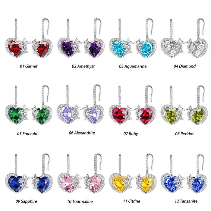 Pendientes colgantes con forma de corazón, mariposa y flor de plata de ley 925 para mujer de Juwaliy, regalo para el Día de San Valentín.