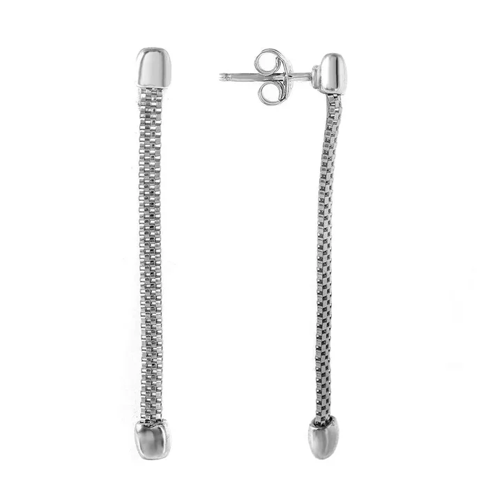 Pendientes colgantes de una sola hebra con baño de rodio en plata 925 – ITE00068RH