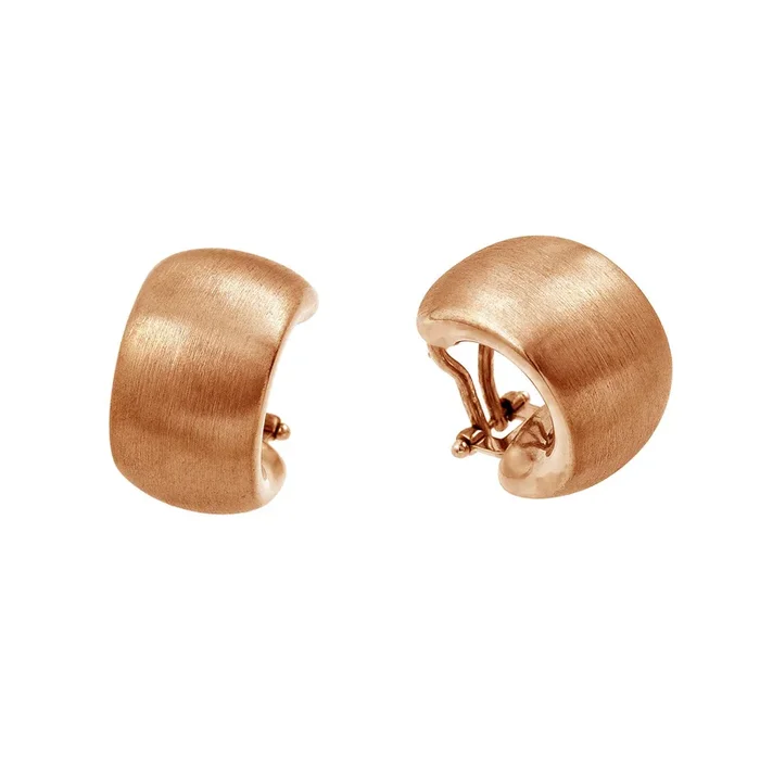 Pendientes de aro con cierre de palanca en plata 925, acabado mate, chapados en oro rosa – ECE00008RGP