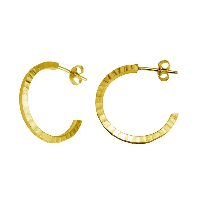 Pendientes de aro de plata de ley 925 bañados en oro con corte de diamante de 25 mm – ECE00032GP
