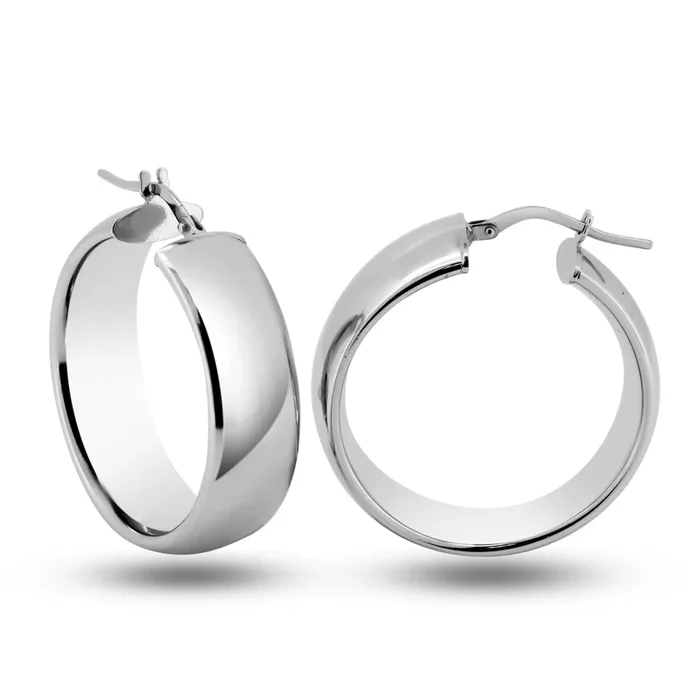 Pendientes de aro de plata de ley 925 pulida de 9 mm – ARE00035RH