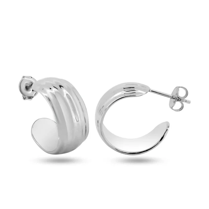 Pendientes de aro semicirculares de plata de ley 925 rodiada con baño de rodio – GME00142