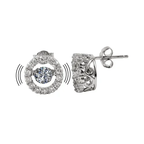 Pendientes de plata de ley 925 rodiada con circonitas cúbicas danzantes – STE01127