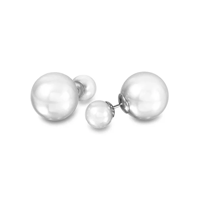 Pendientes Delanteros y Traseros Blancos Perlados Plata 925 Rodiada – STE00992WHT