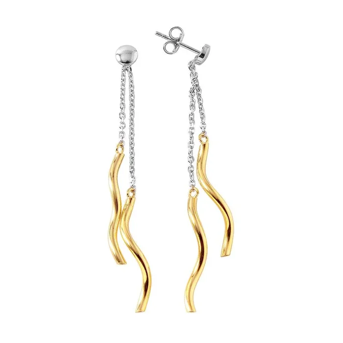 Pendientes Giratorios Colgantes De Plata 925 Chapados En Oro – ITE00074RH-GP