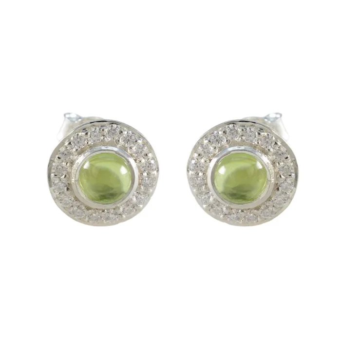 Peridot American Lourdes Solitaire Stud Green 925 Silver Earring